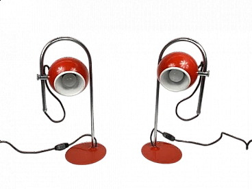 Coppia di lampade da tavolo Space Age regolabili in metallo, anni '70