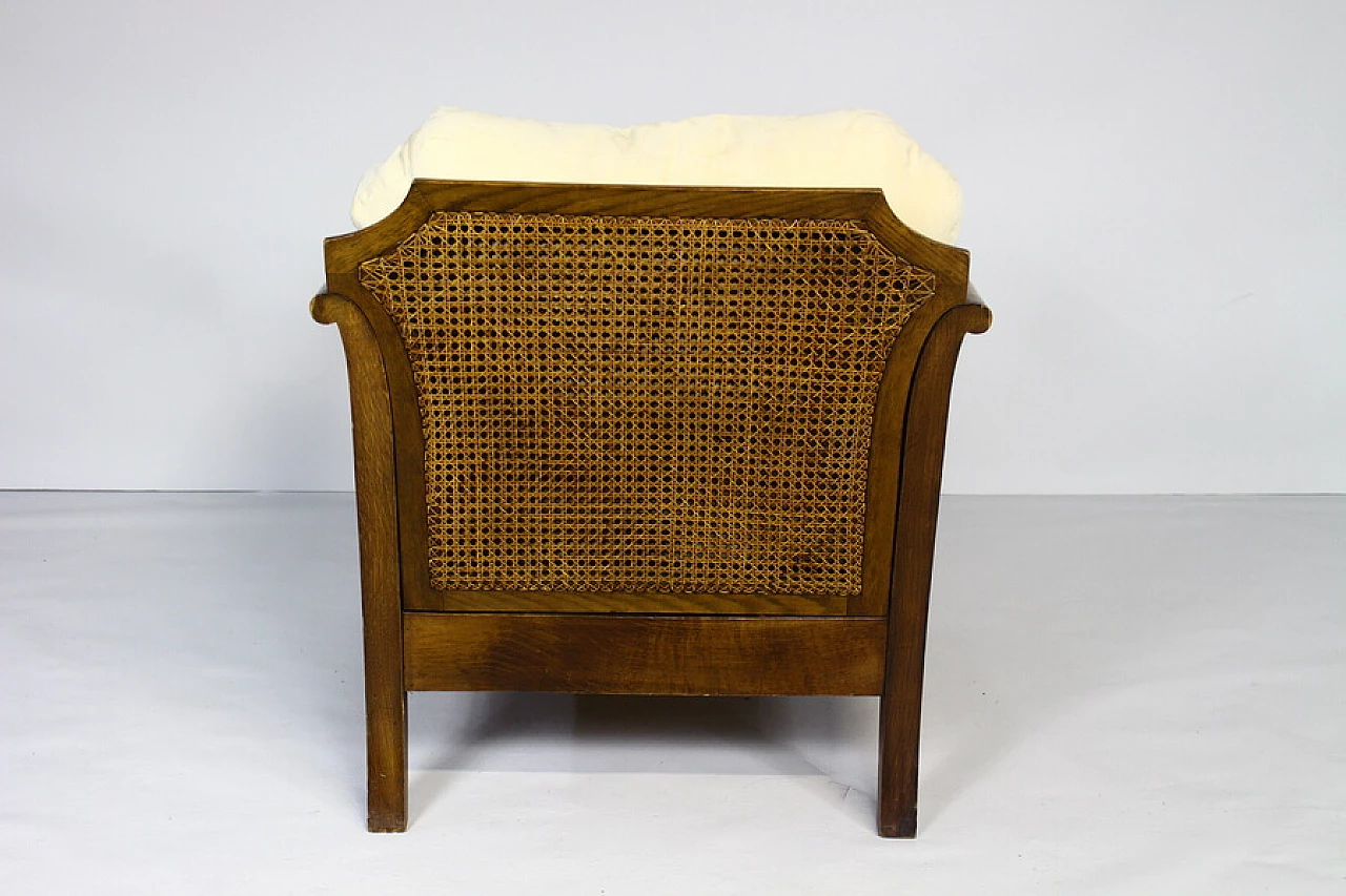 Pair of armchairs with rattan armrests and backrests, 1940s 5