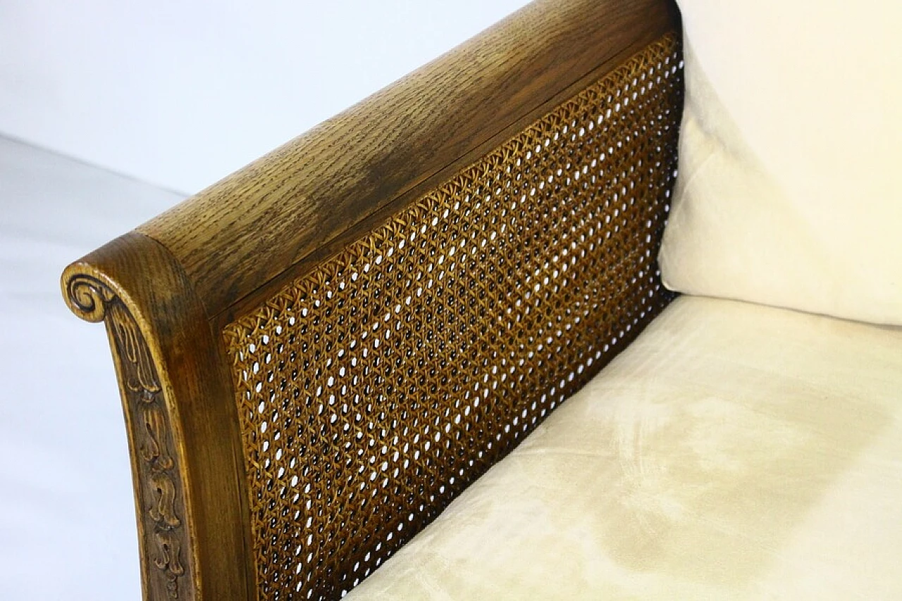 Pair of armchairs with rattan armrests and backrests, 1940s 15