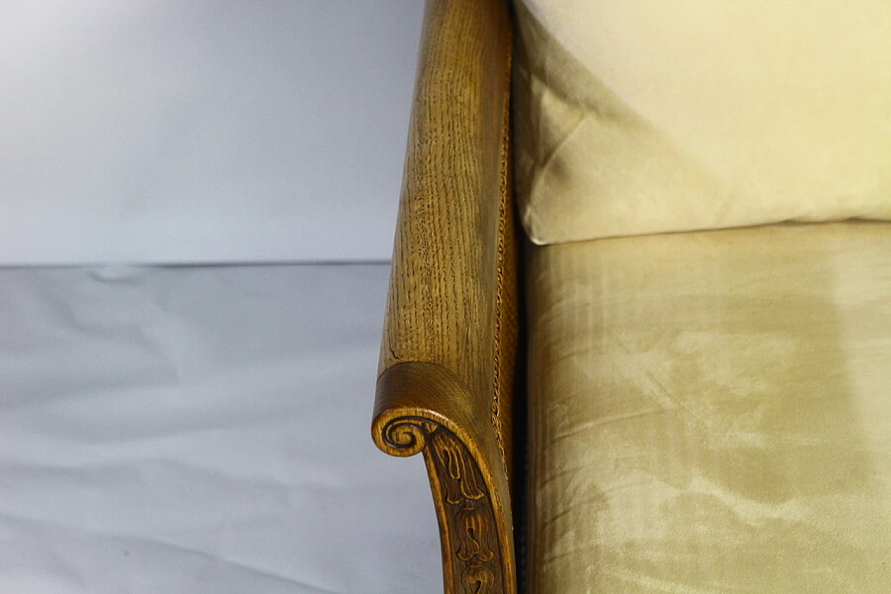 Pair of armchairs with rattan armrests and backrests, 1940s 16