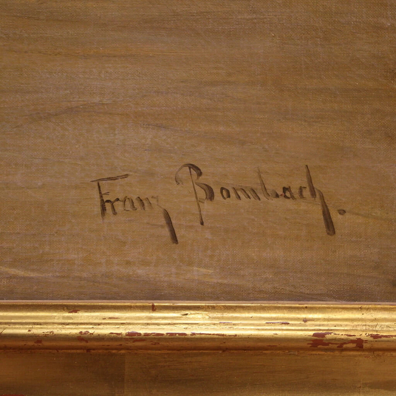 Franz Bombach, paesaggio con fiume, dipinto a olio su tela, inizio '900 4