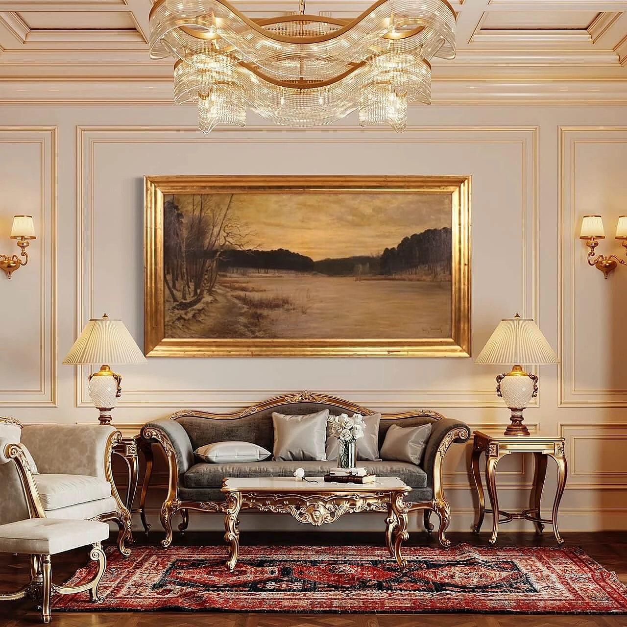 Franz Bombach, paesaggio con fiume, dipinto a olio su tela, inizio '900 13