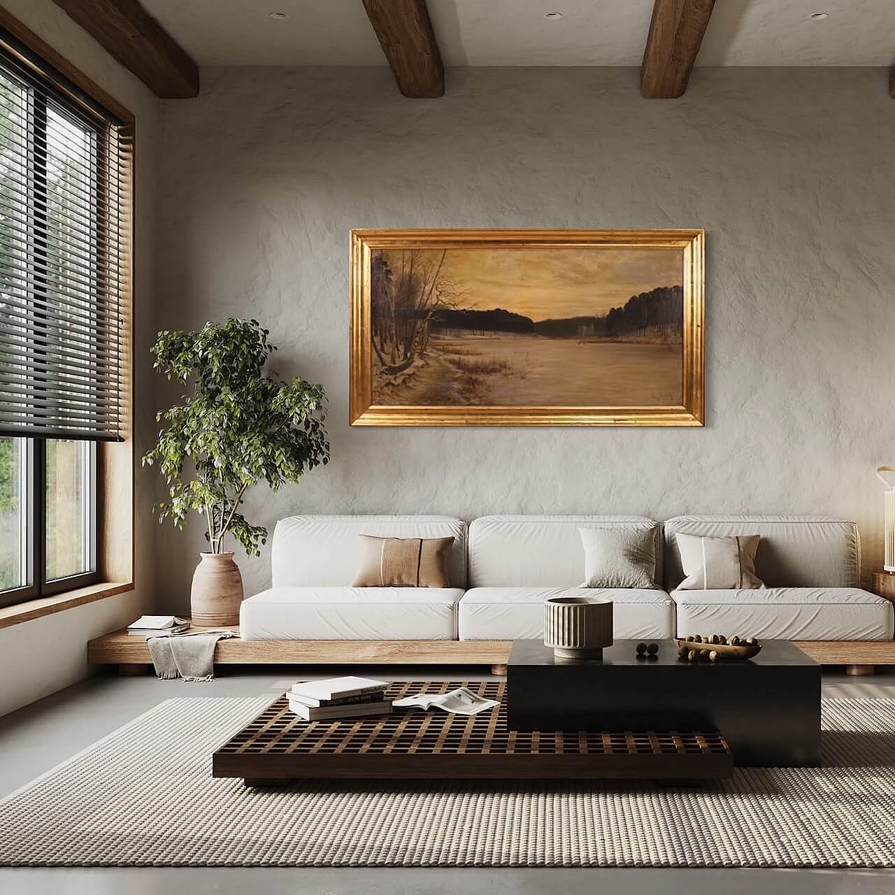 Franz Bombach, paesaggio con fiume, dipinto a olio su tela, inizio '900 14