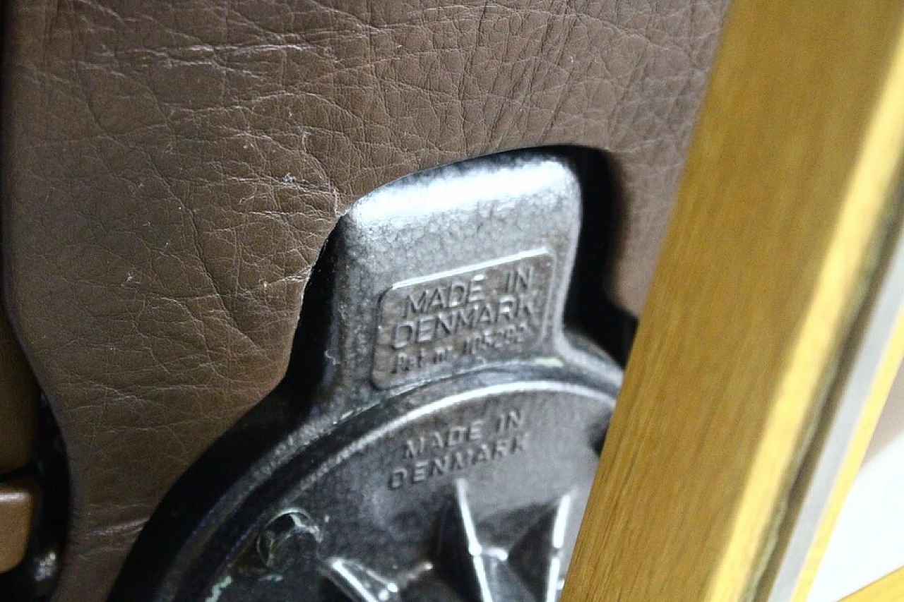 Brown leather swivel chair by Madsen & Schubell, 1960s 2