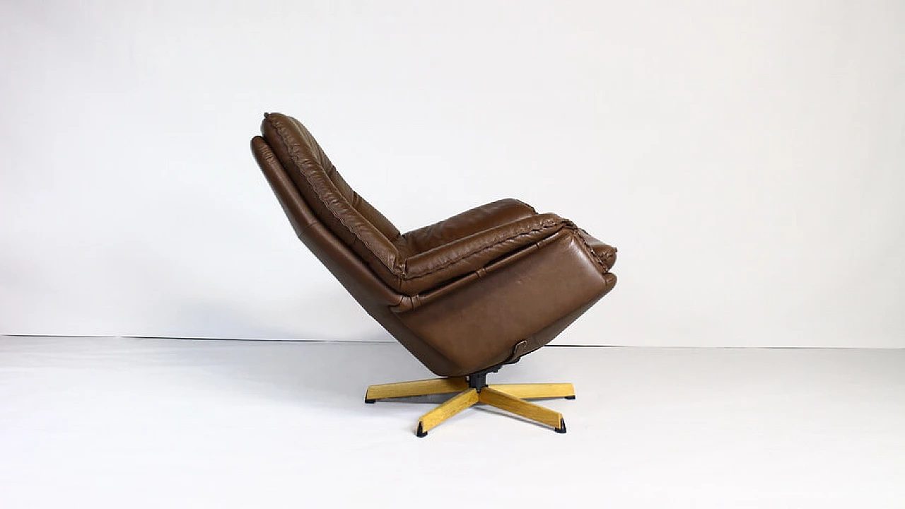 Brown leather swivel chair by Madsen & Schubell, 1960s 5