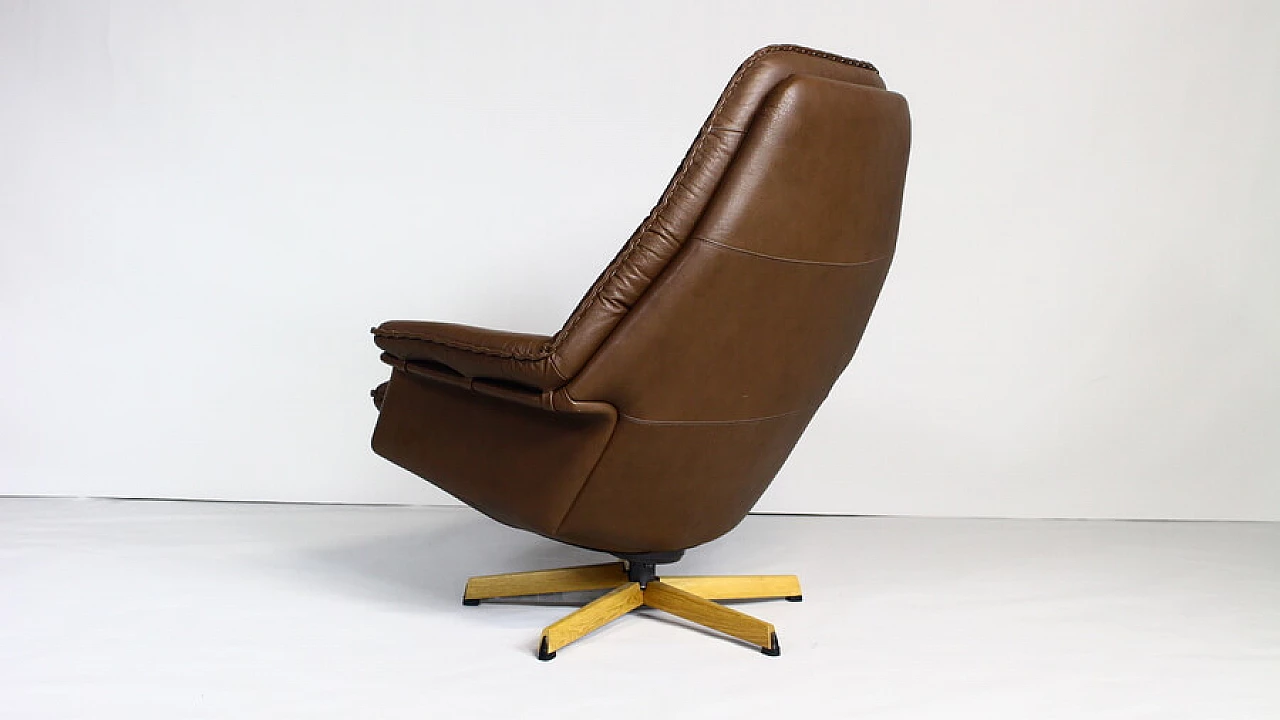 Brown leather swivel chair by Madsen & Schubell, 1960s 8