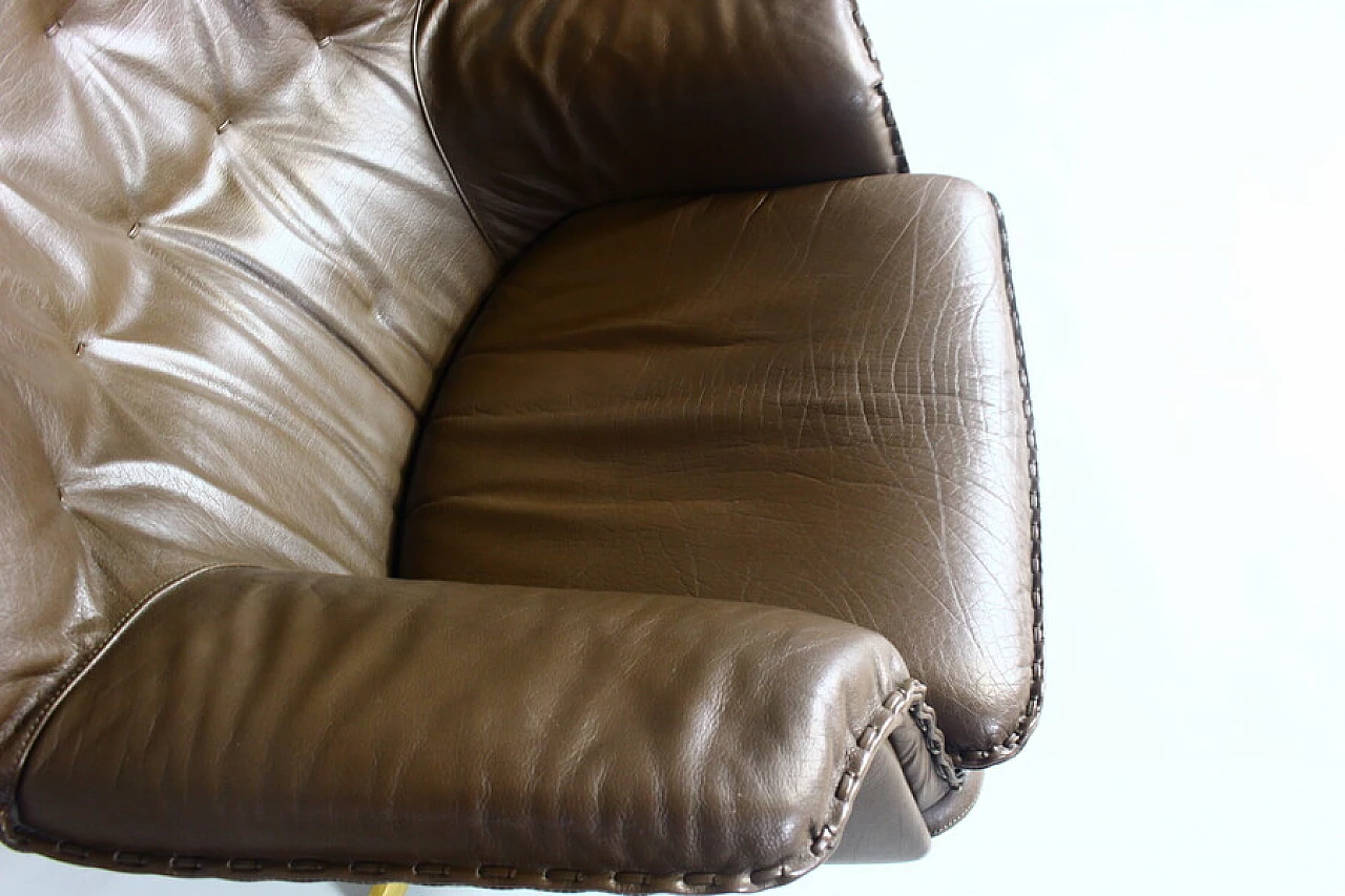 Brown leather swivel chair by Madsen & Schubell, 1960s 9