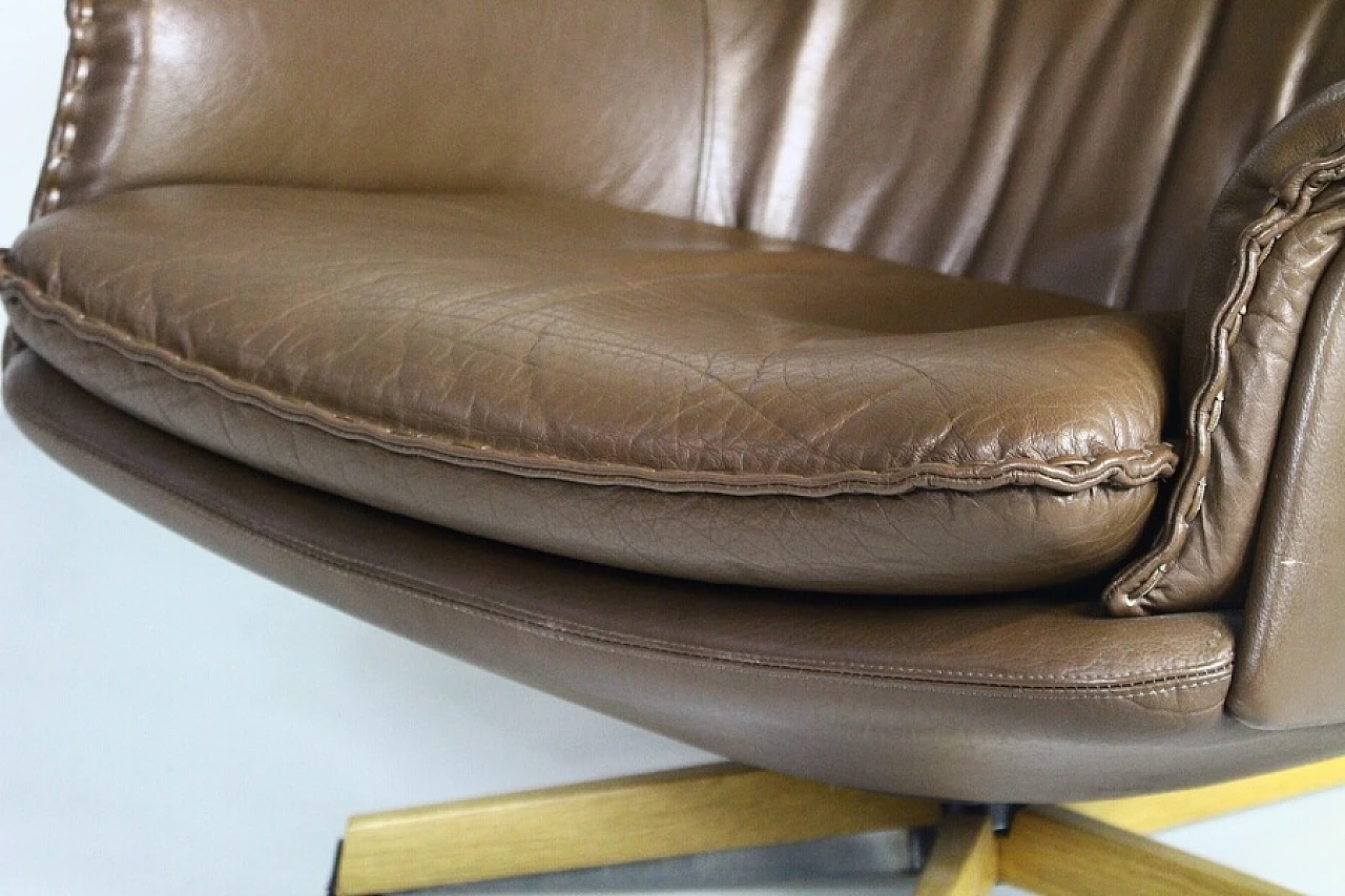 Brown leather swivel chair by Madsen & Schubell, 1960s 12