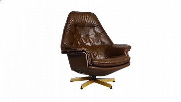 Brown leather swivel chair by Madsen & Schubell, 1960s
