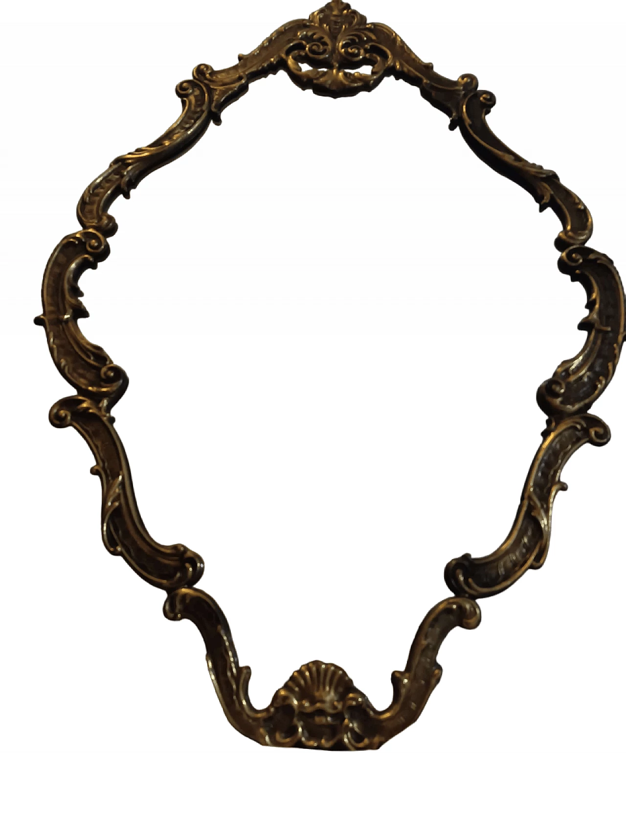 Specchio da parete con cornice in ottone, anni '50 9