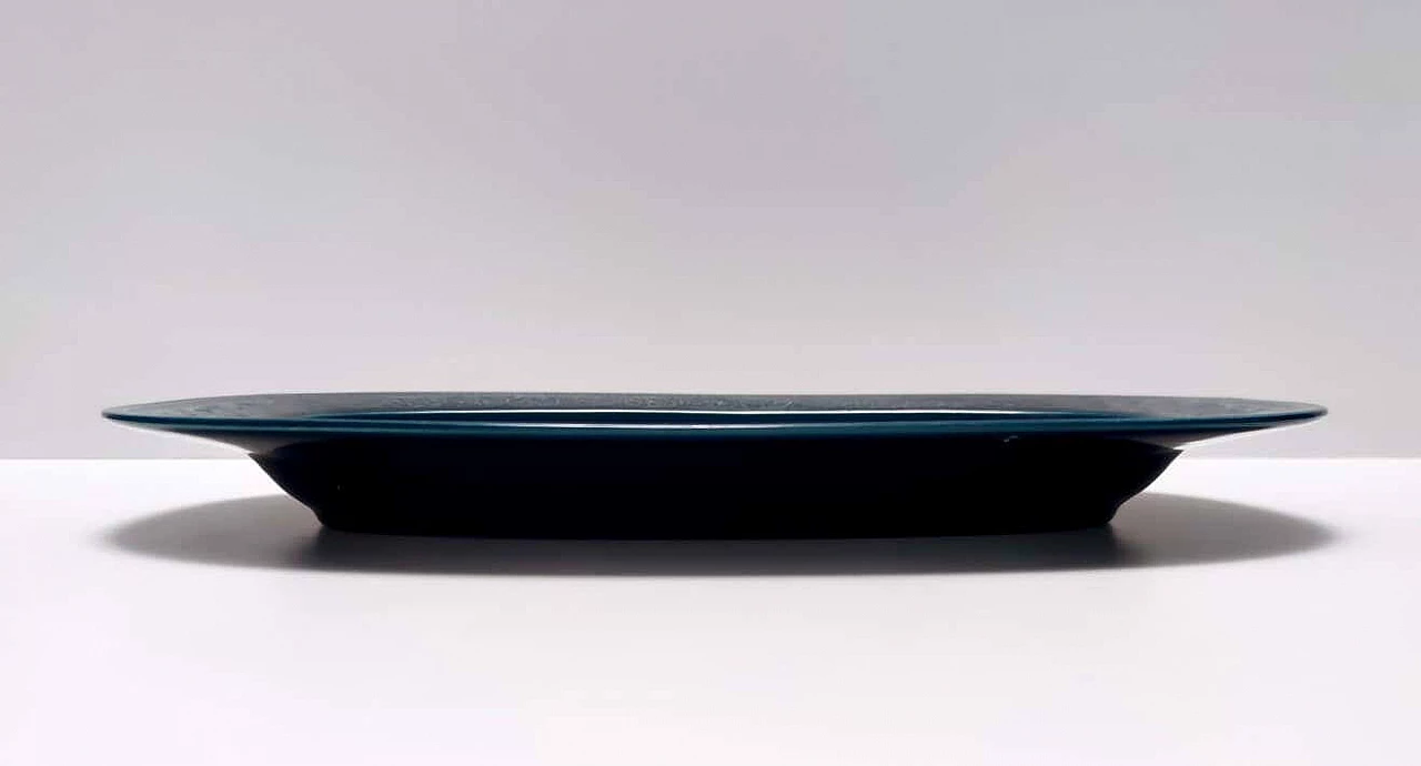 Vassoio Margherita in terracotta blu di Antonia Campi per Laveno, anni '60 2