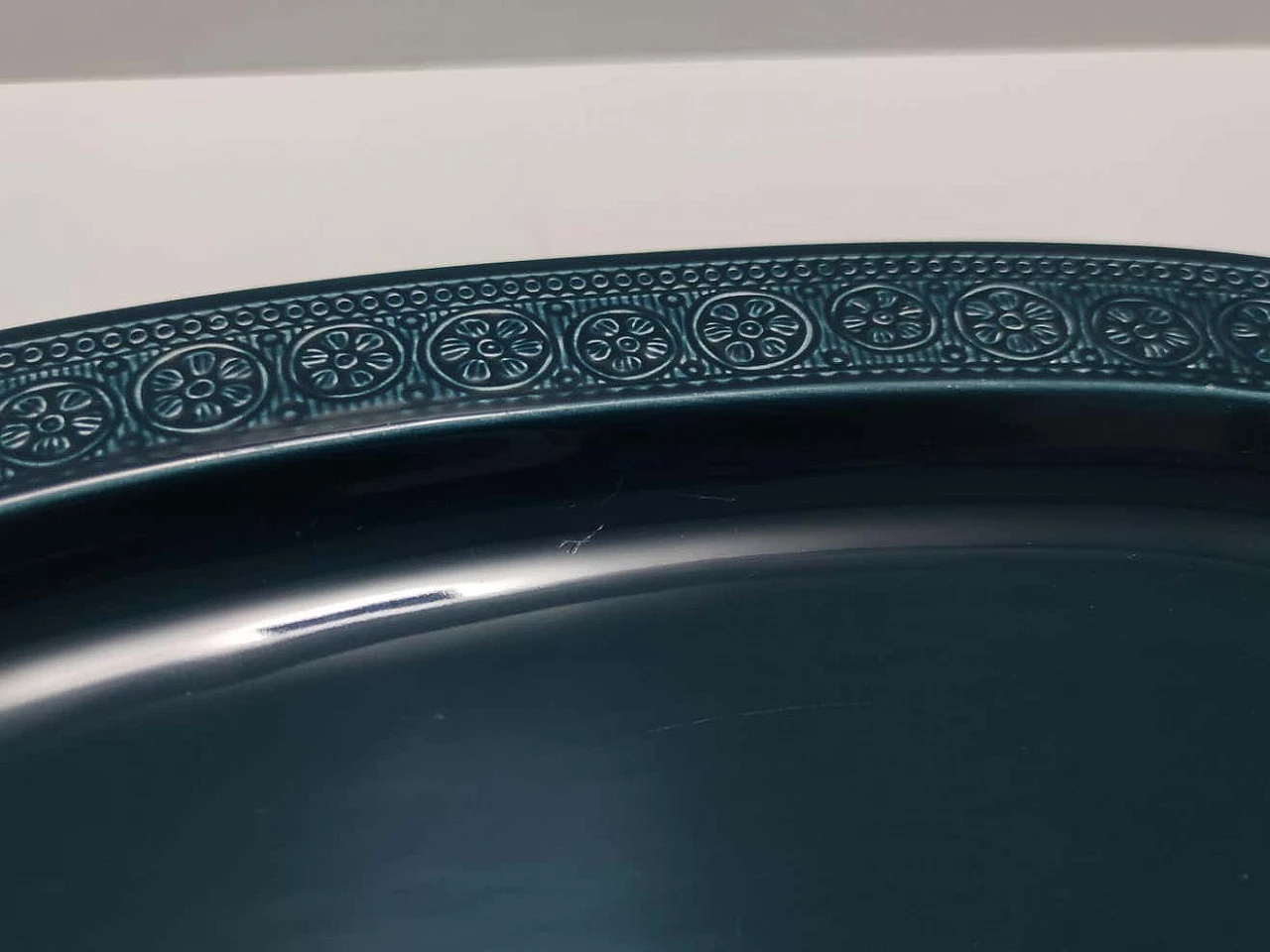 Vassoio Margherita in terracotta blu di Antonia Campi per Laveno, anni '60 4