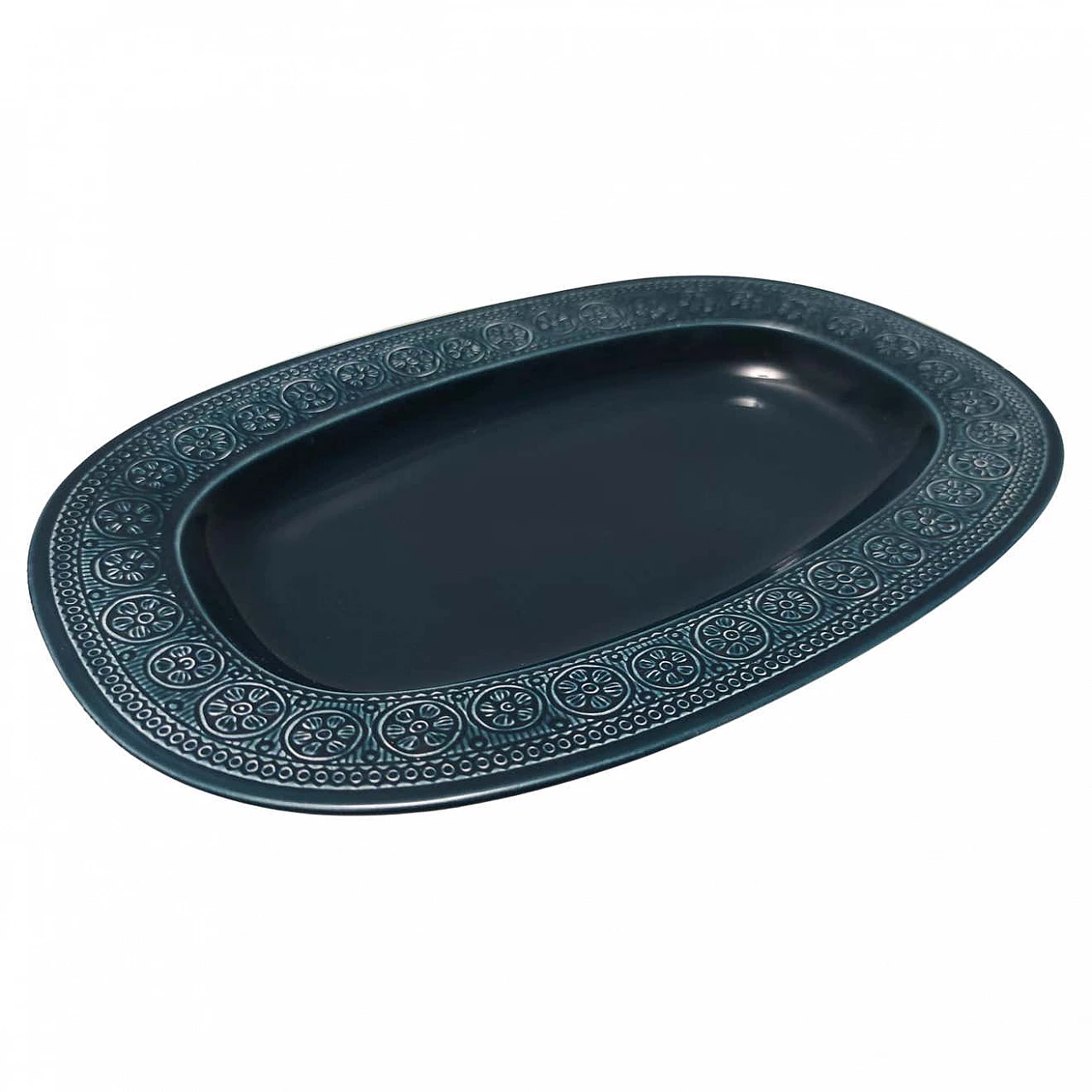 Vassoio Margherita in terracotta blu di Antonia Campi per Laveno, anni '60 10