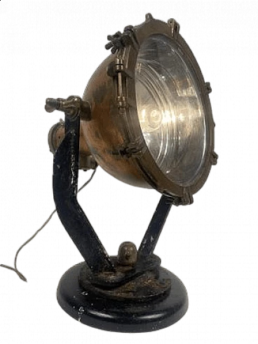 Faro navale in rame, ottone e ferro, anni '40