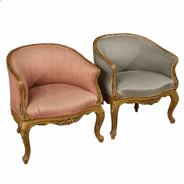 Pair of Venetian lacquered and painted wood armchairs