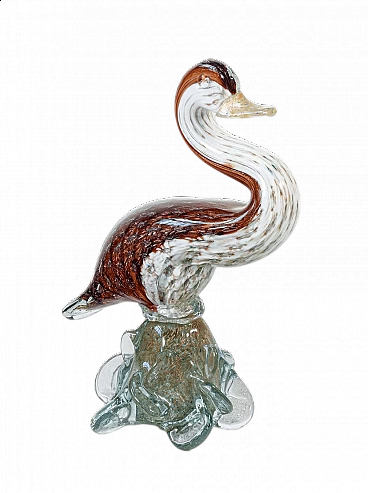 Scultura di anatra in vetro soffiato policromo di Murano