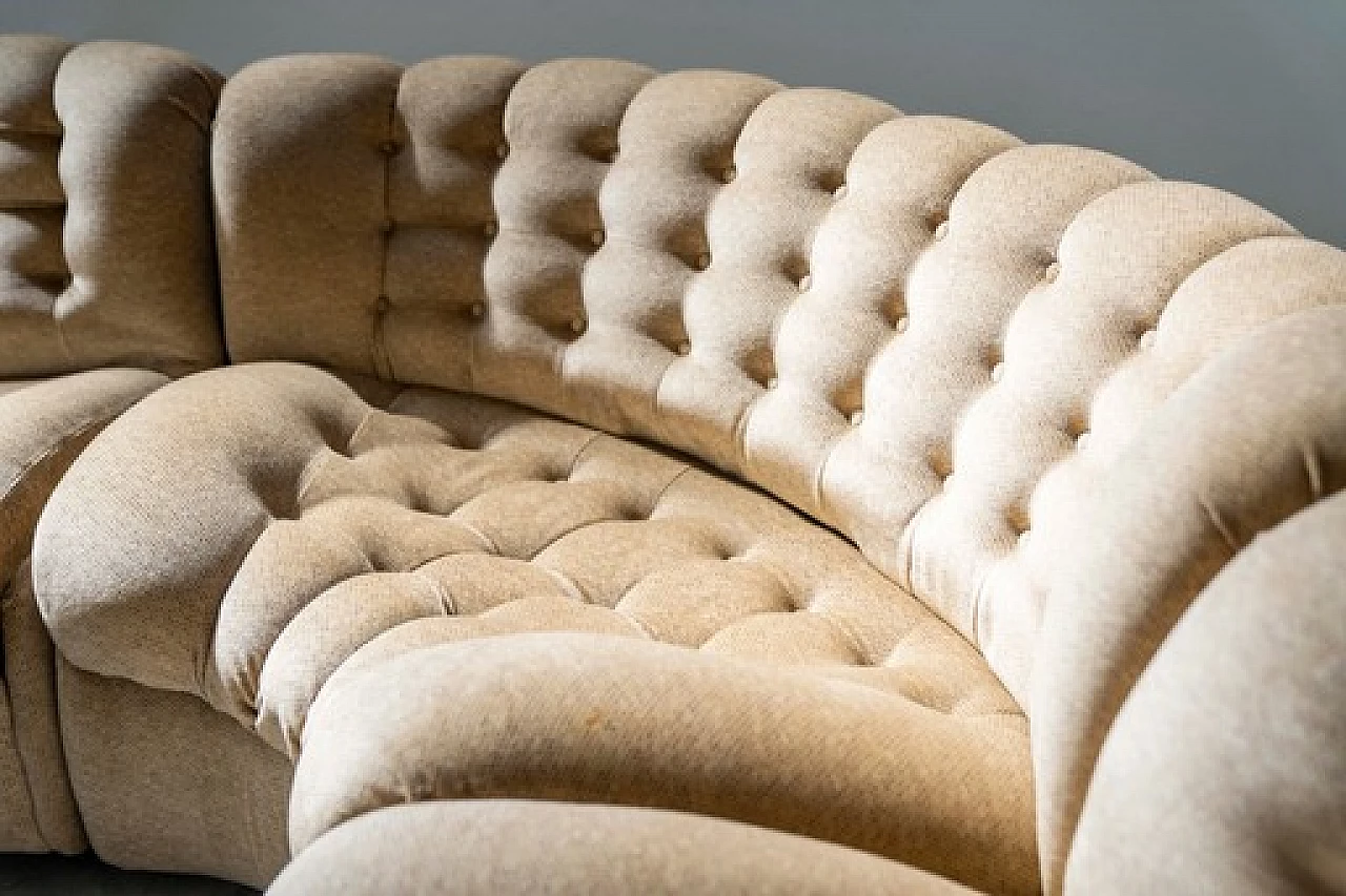 Divano in ciniglia a semicerchio componibile di F.lli Carloni, anni '70 2