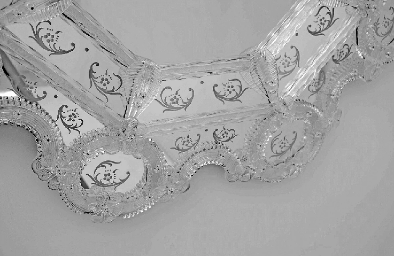 Specchio da parete veneziano ottagonale in vetro di Murano, anni '80 7