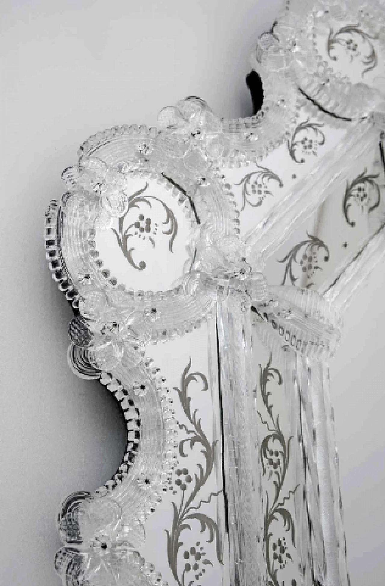 Specchio da parete veneziano ottagonale in vetro di Murano, anni '80 9