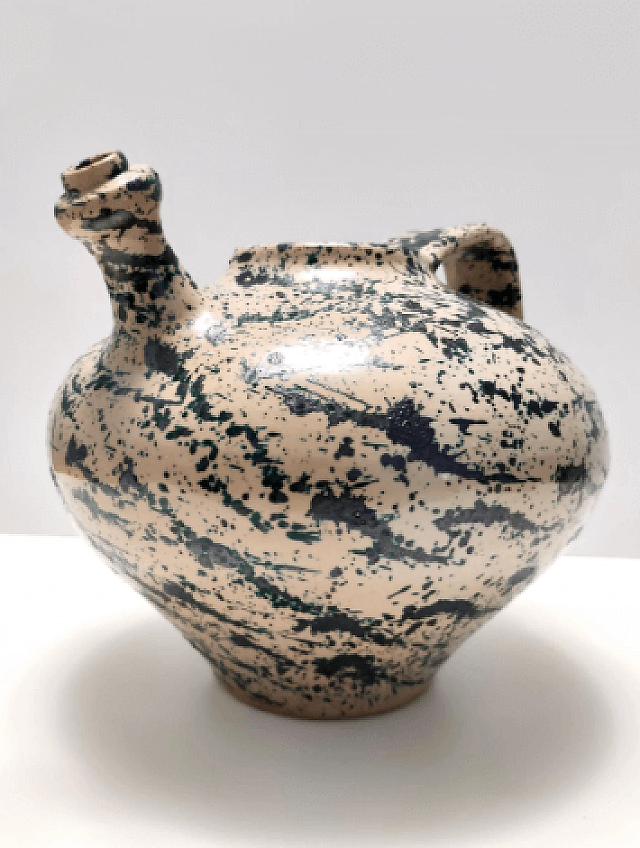 Lacquered and painted terracotta vase by Deruta, 1950s 3