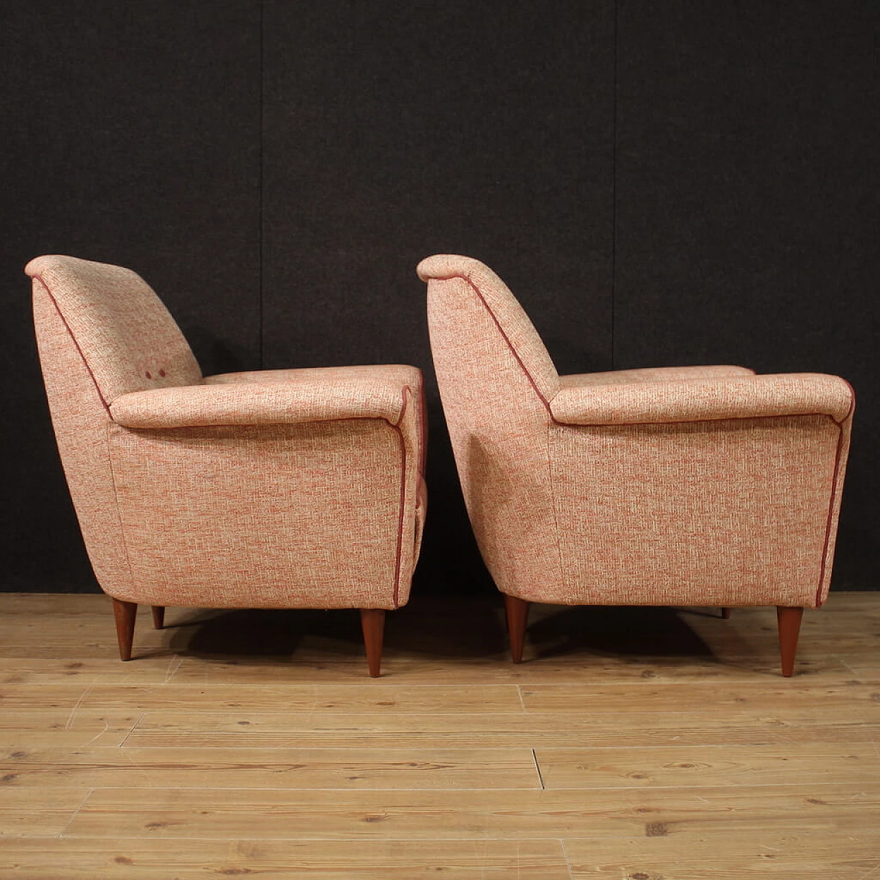 Pair of fabric armchairs in the style of Gio Ponti, 1960s 3