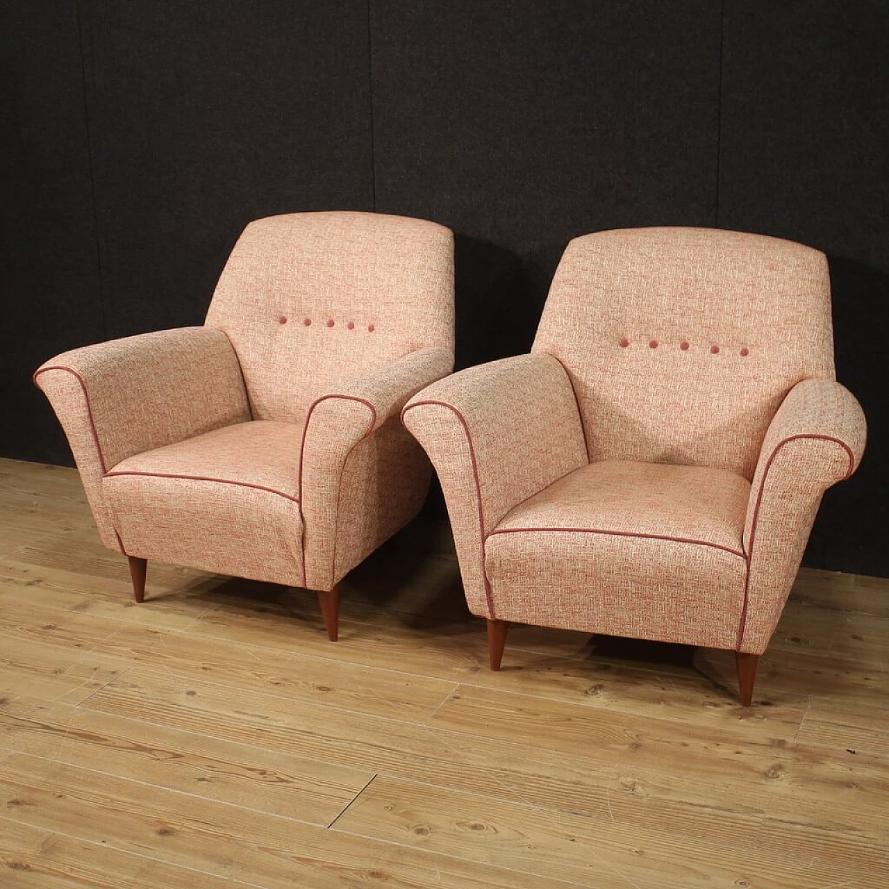 Pair of fabric armchairs in the style of Gio Ponti, 1960s 4