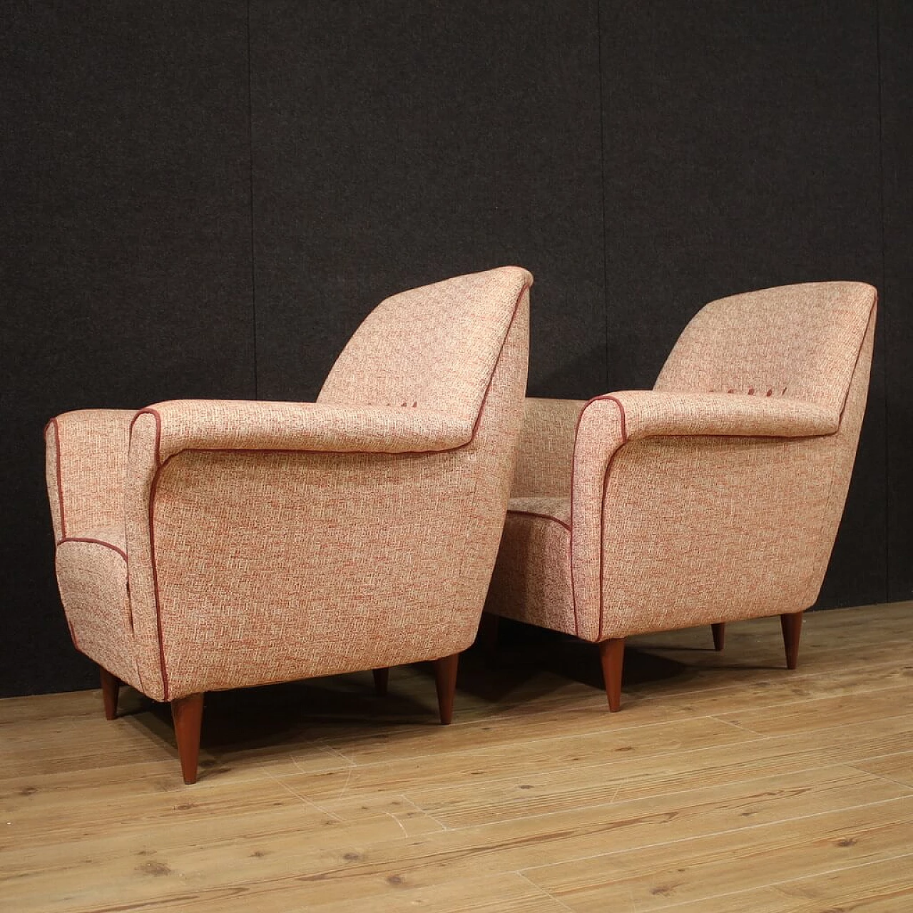 Pair of fabric armchairs in the style of Gio Ponti, 1960s 5