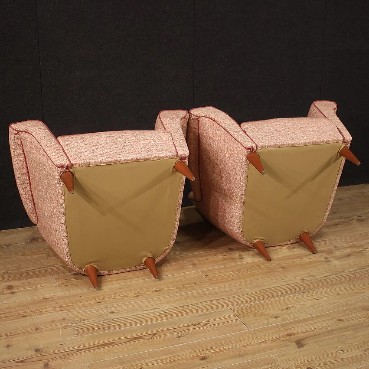 Pair of fabric armchairs in the style of Gio Ponti, 1960s 10