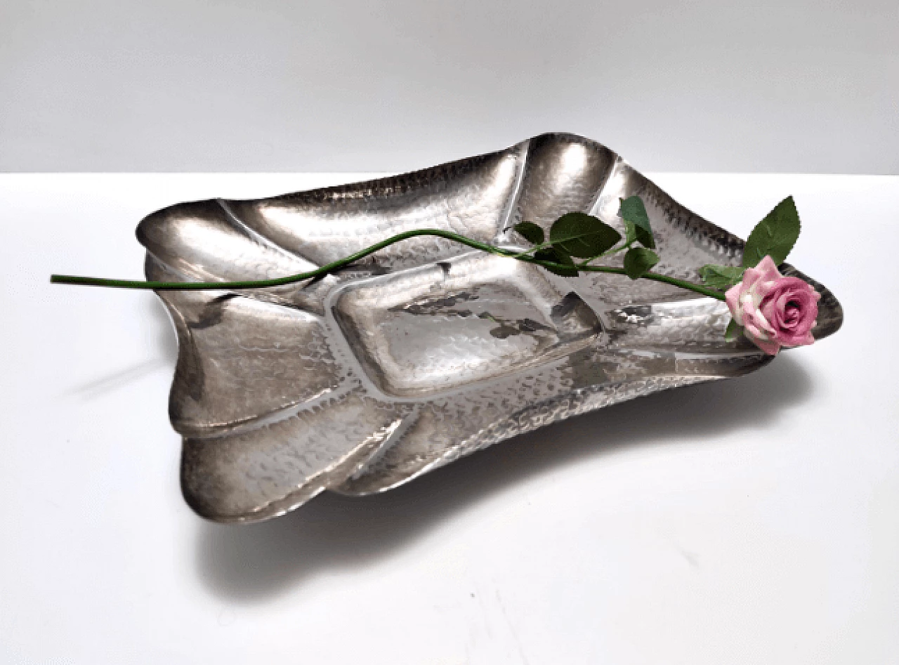 Embossed silver-plated metal tray by Olri, 1950s 2