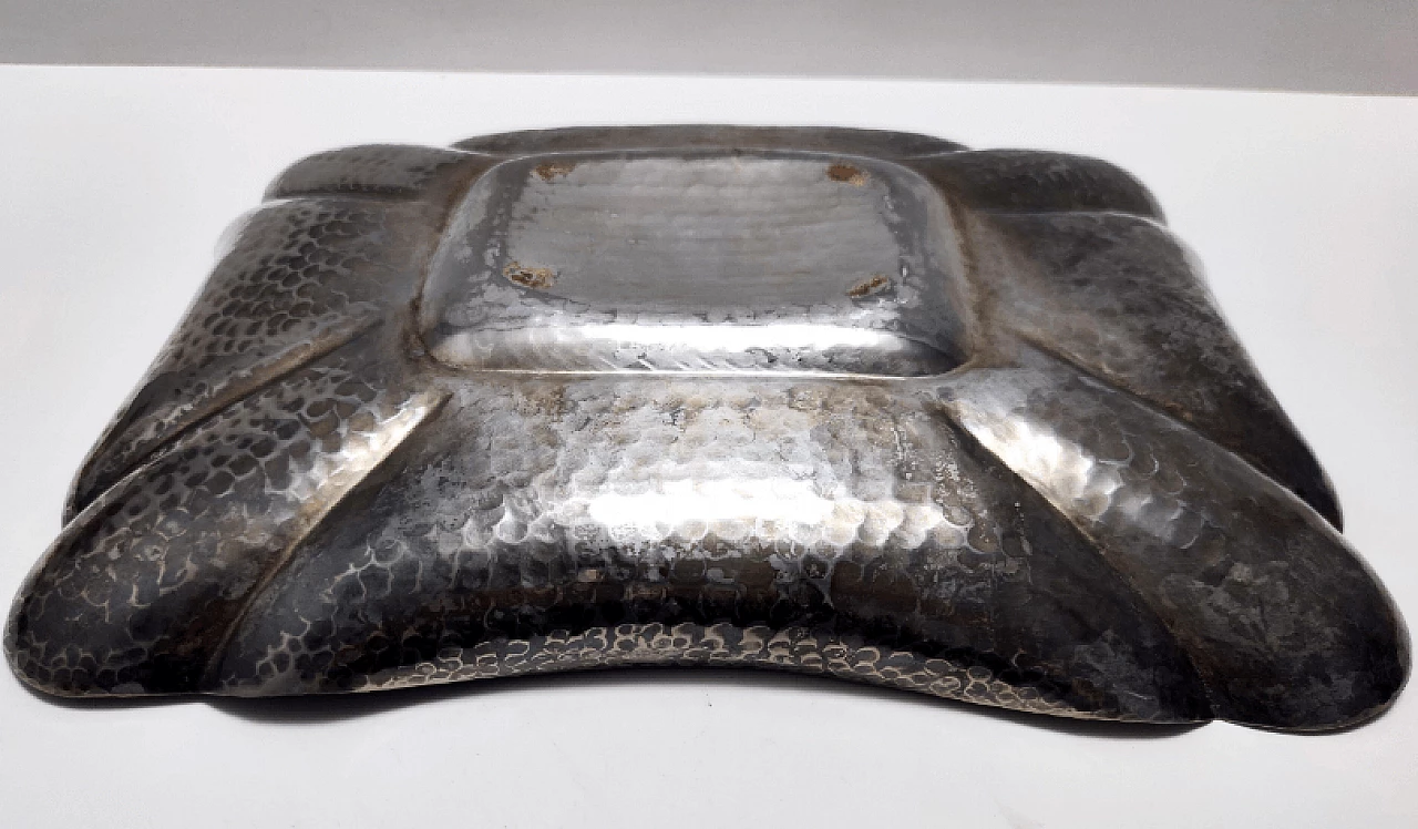 Embossed silver-plated metal tray by Olri, 1950s 7