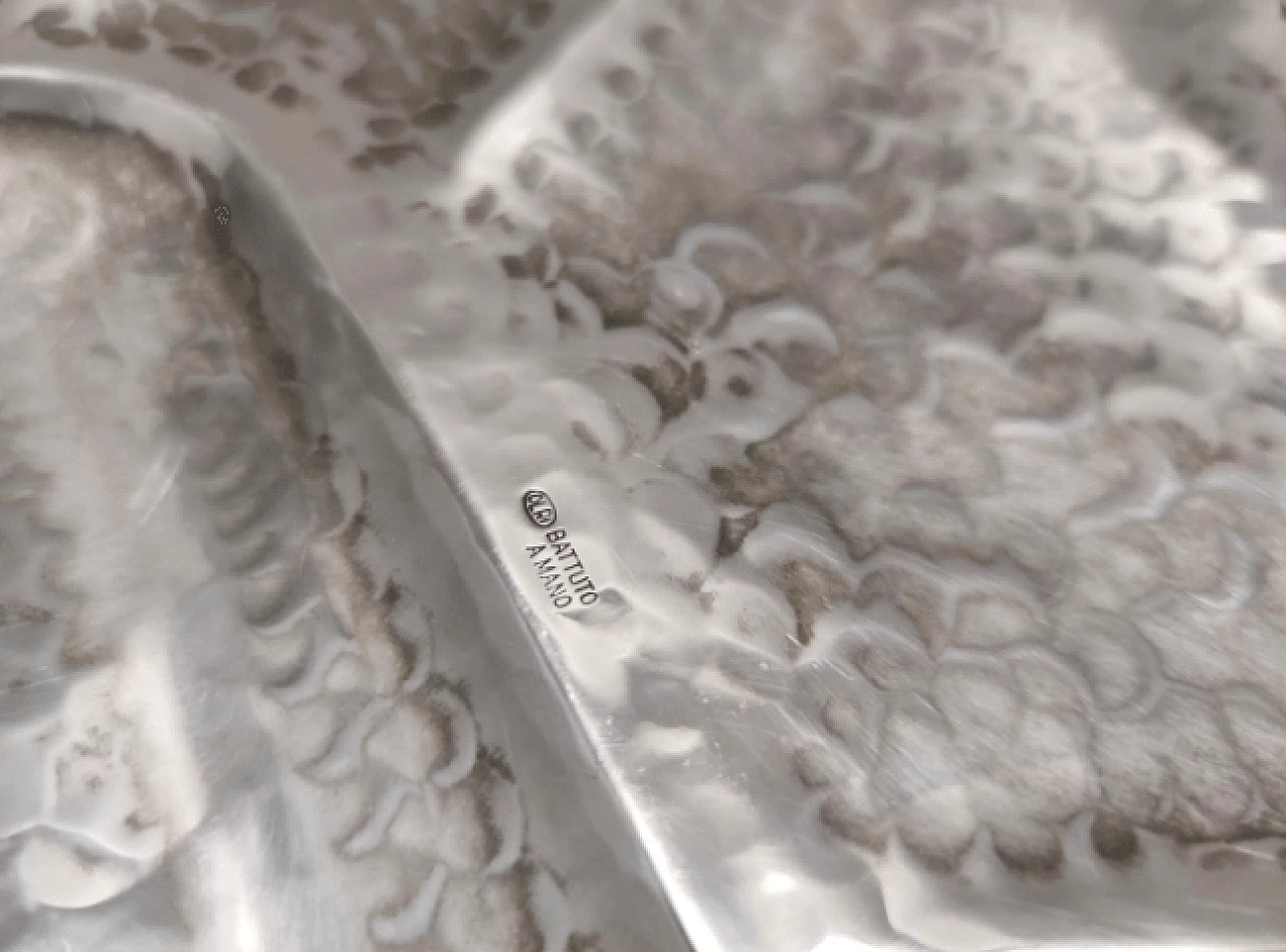 Embossed silver-plated metal tray by Olri, 1950s 8
