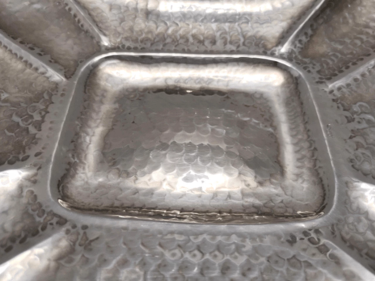 Embossed silver-plated metal tray by Olri, 1950s 9
