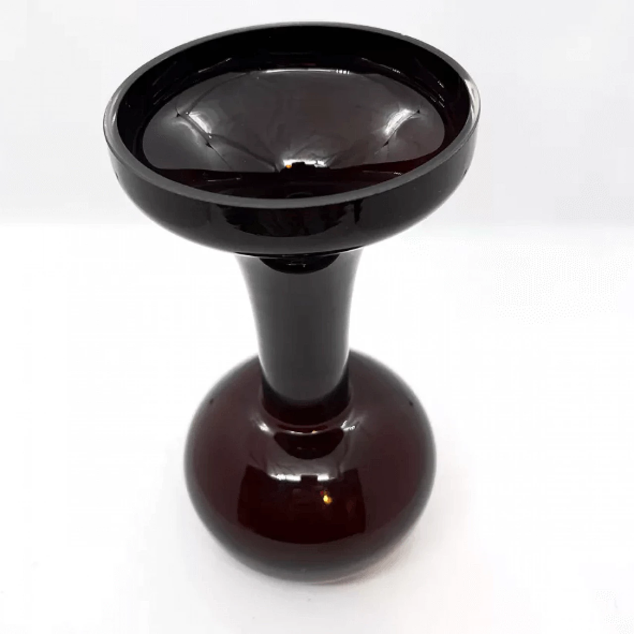 Burgundy glass vase by Huta Szkła Sudety, 1970s 3