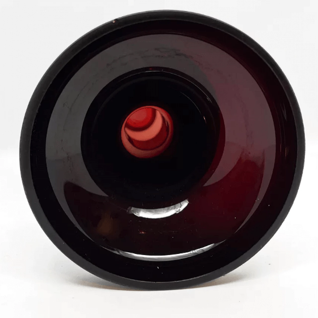 Burgundy glass vase by Huta Szkła Sudety, 1970s 4