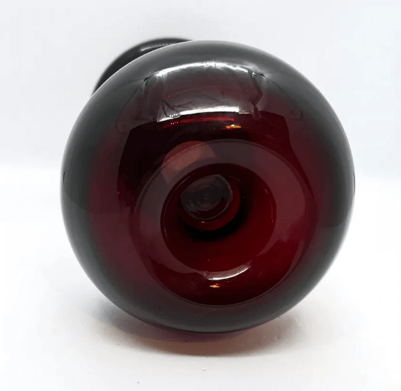 Burgundy glass vase by Huta Szkła Sudety, 1970s 5