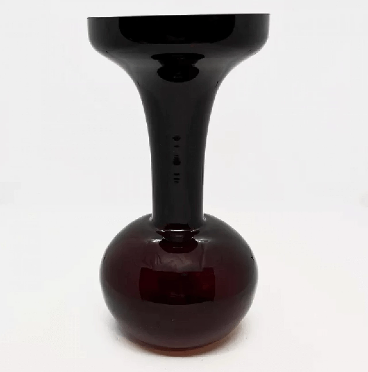 Burgundy glass vase by Huta Szkła Sudety, 1970s 6