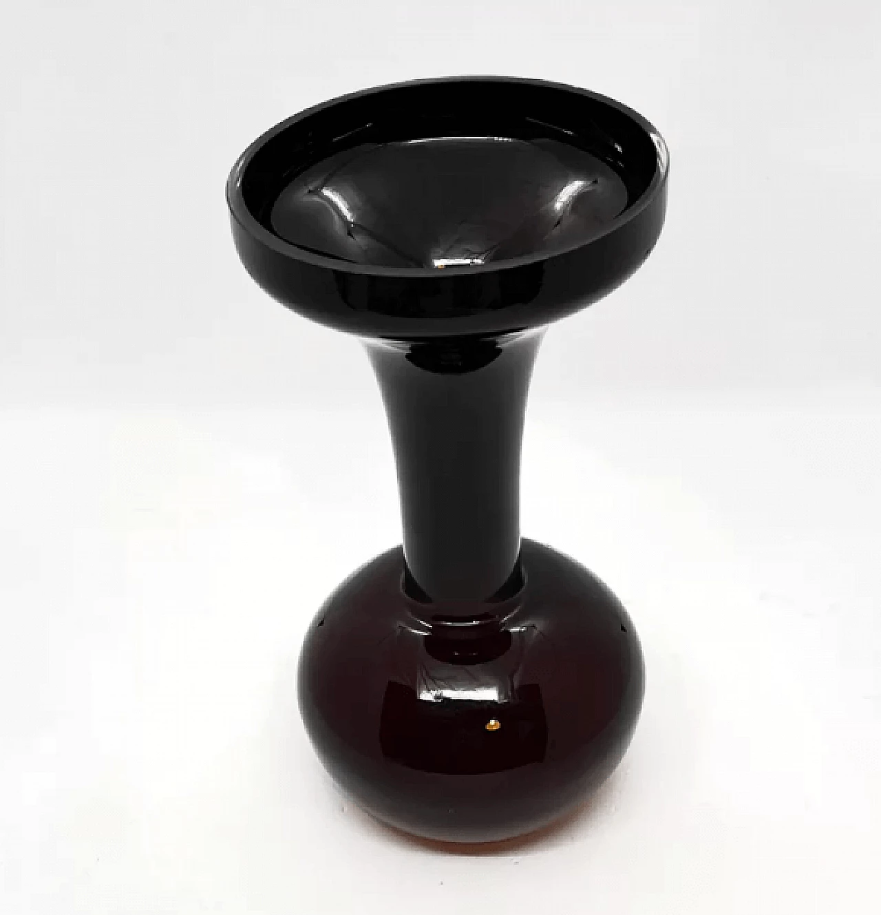 Burgundy glass vase by Huta Szkła Sudety, 1970s 7