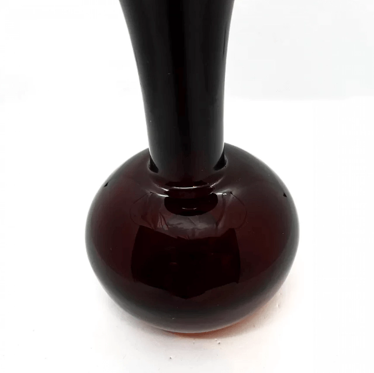 Burgundy glass vase by Huta Szkła Sudety, 1970s 9
