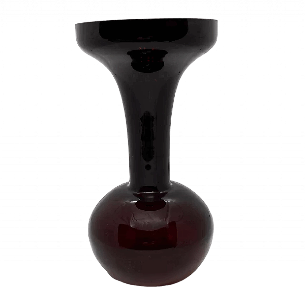 Burgundy glass vase by Huta Szkła Sudety, 1970s 10