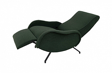 Green bouclé fabric reclining armchair by Marco Zanuso, 1950s