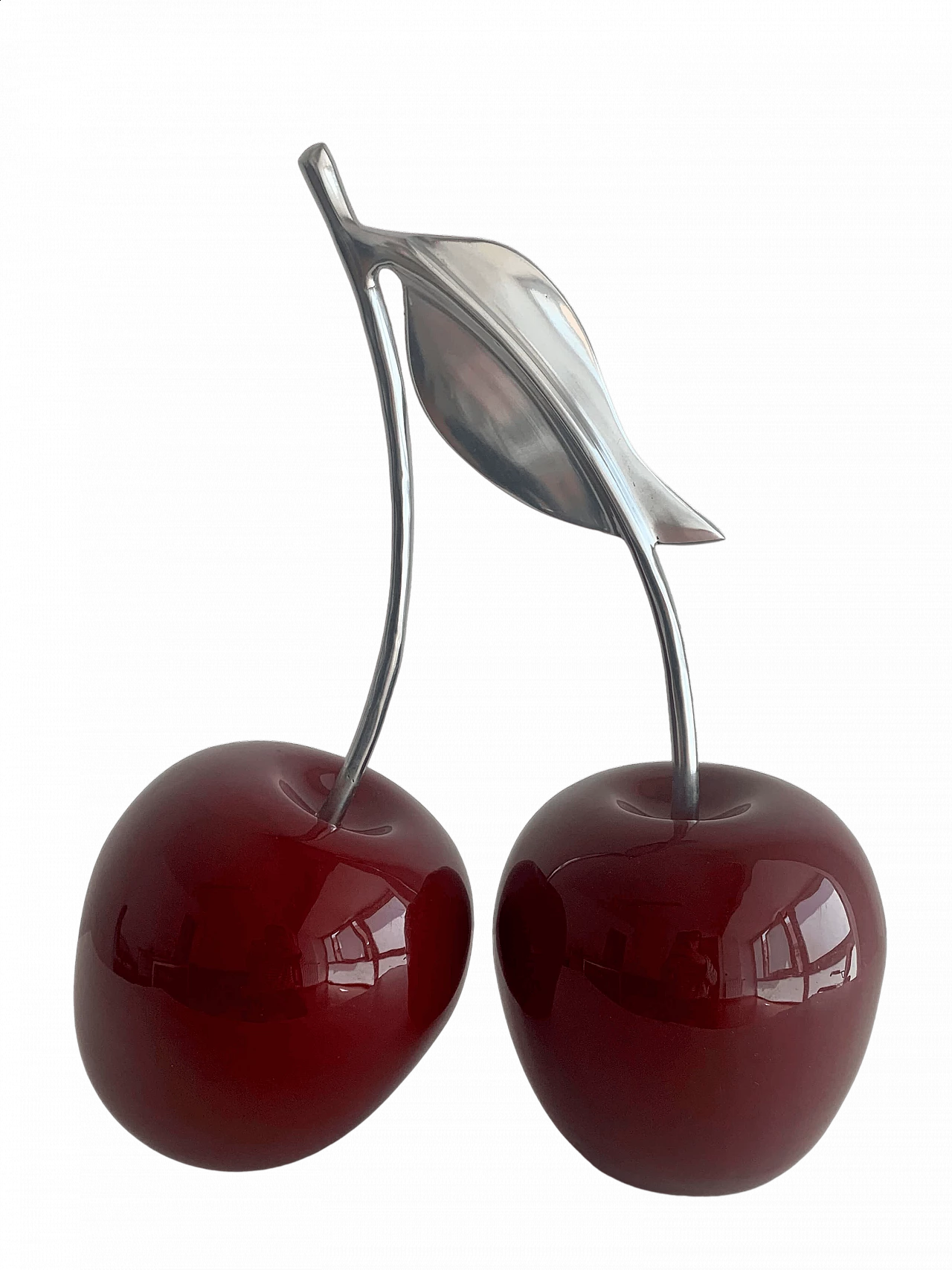 Cherry sculpture in resin and silver-plated metal, 2000s 26