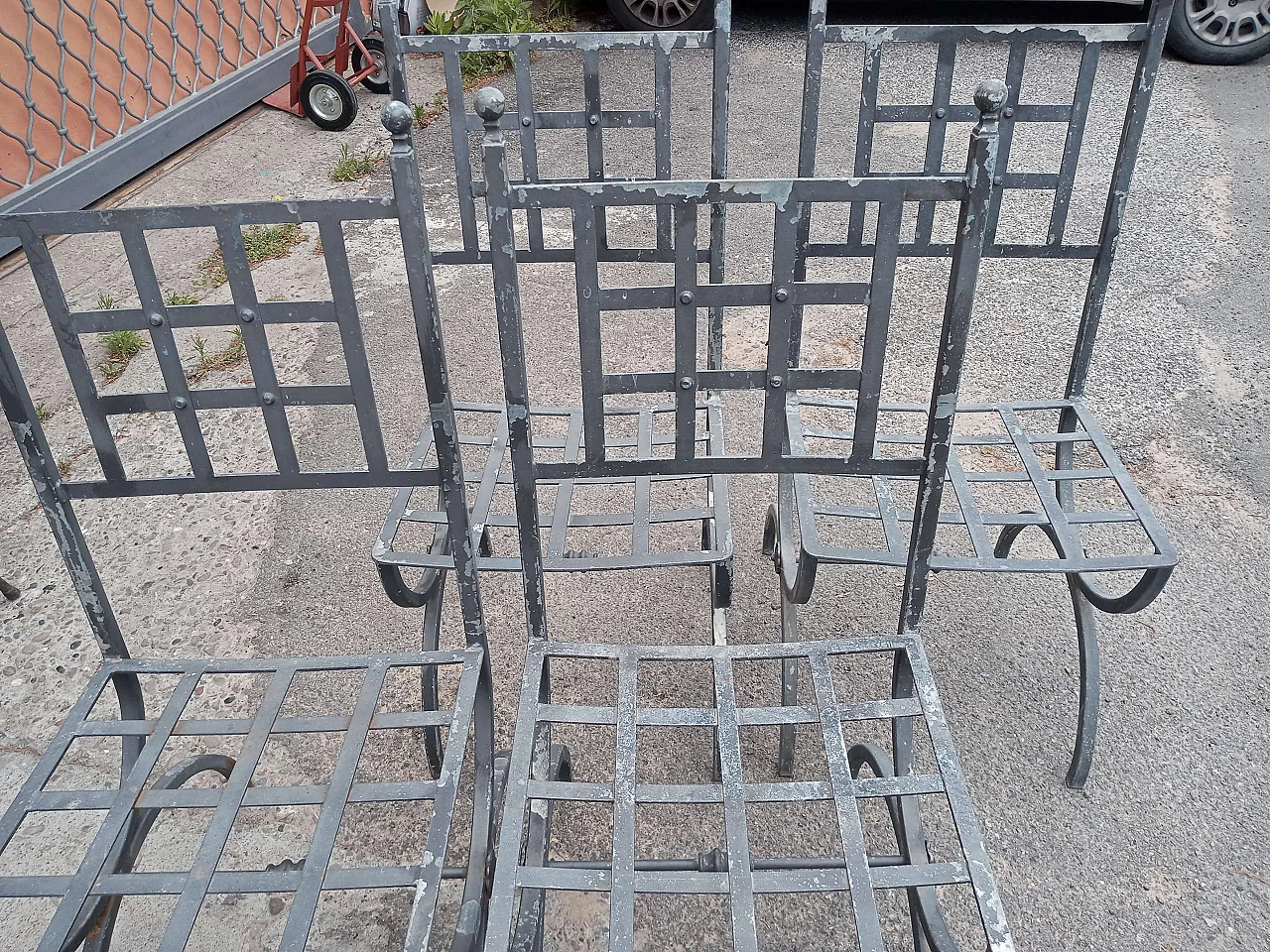 4 Iron chairs, 1980s 2