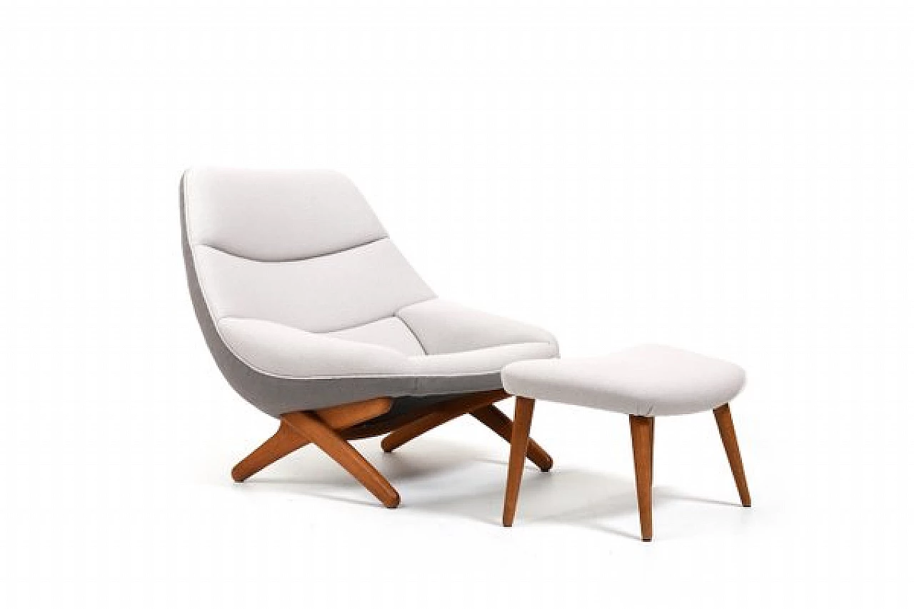 ML91 armchair with footstool by Illum Wikkelsø for A. Mikael Laursen, 1950s 1