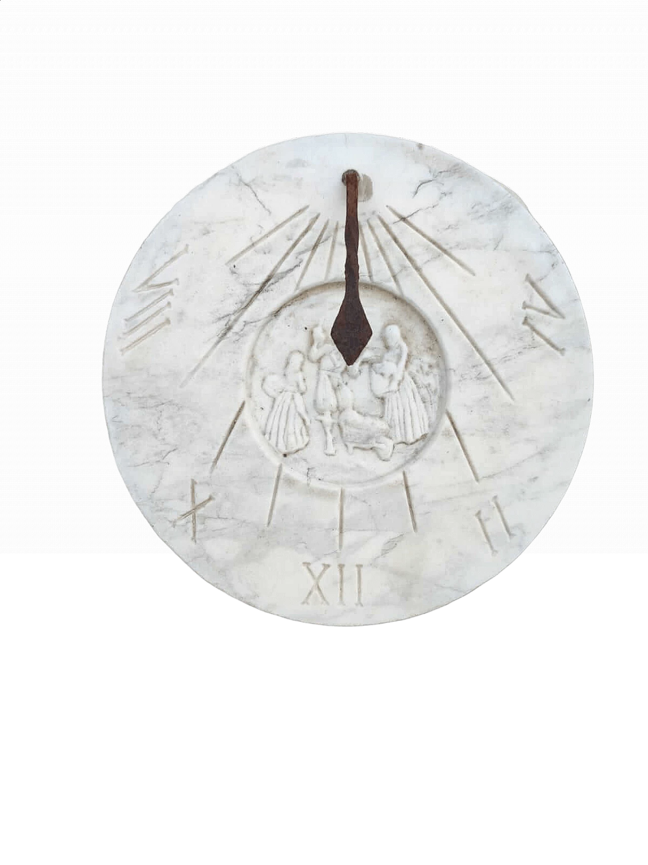 Carrara marble round sundial, 2000s 4