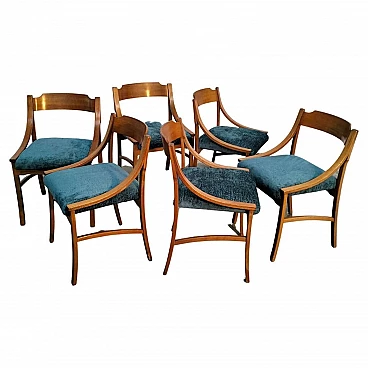 6 Wooden dining chairs in the style of Ico Parisi for Cassina, 1970s