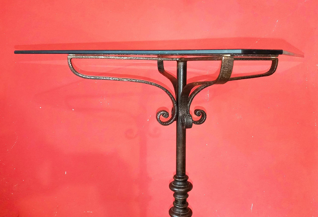 Wrought iron coffee table with glass top, 1940s 7