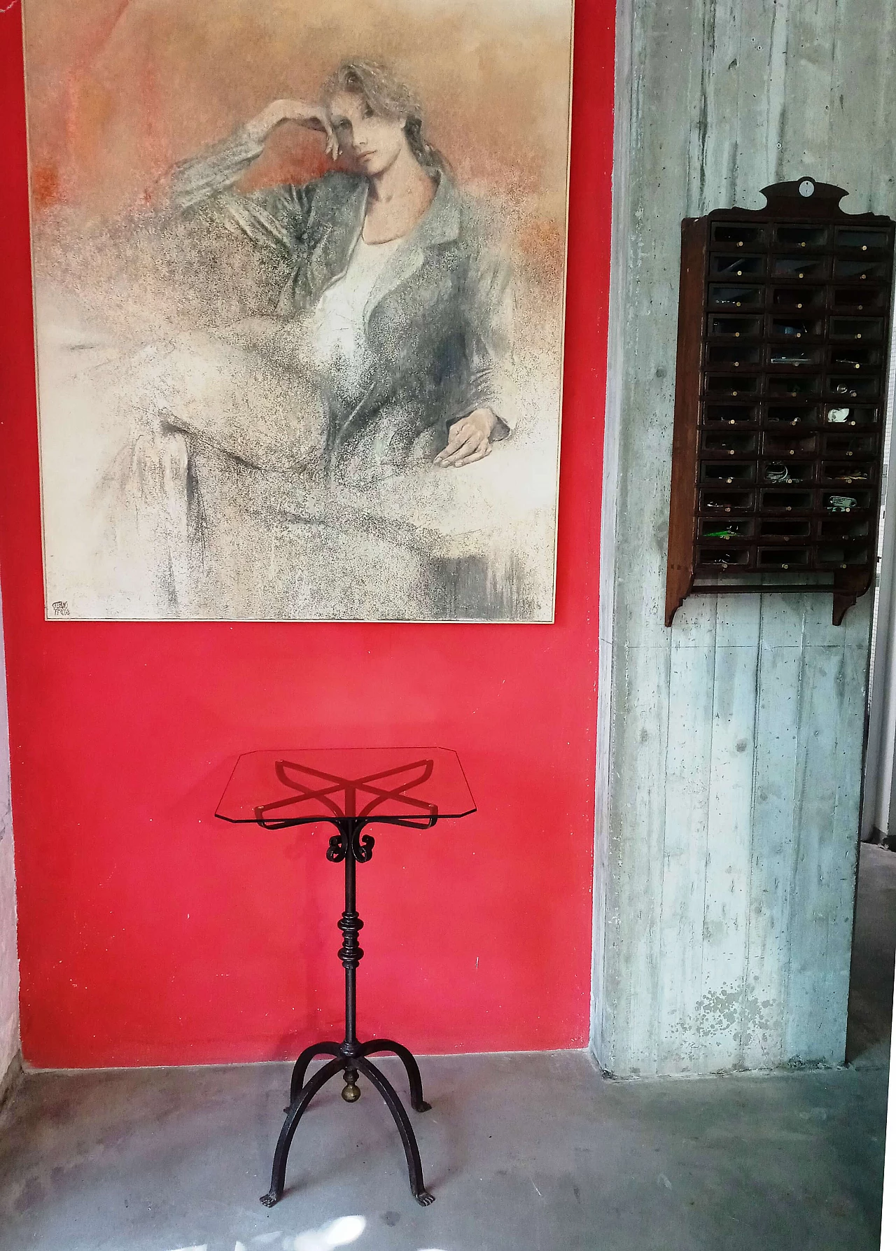 Wrought iron coffee table with glass top, 1940s 8