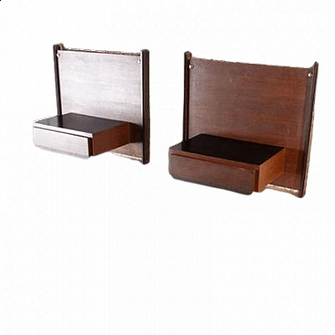 Pair of wall-mounted bedside tables with drawer attributed to Ico & Luisa Parisi, 1960s