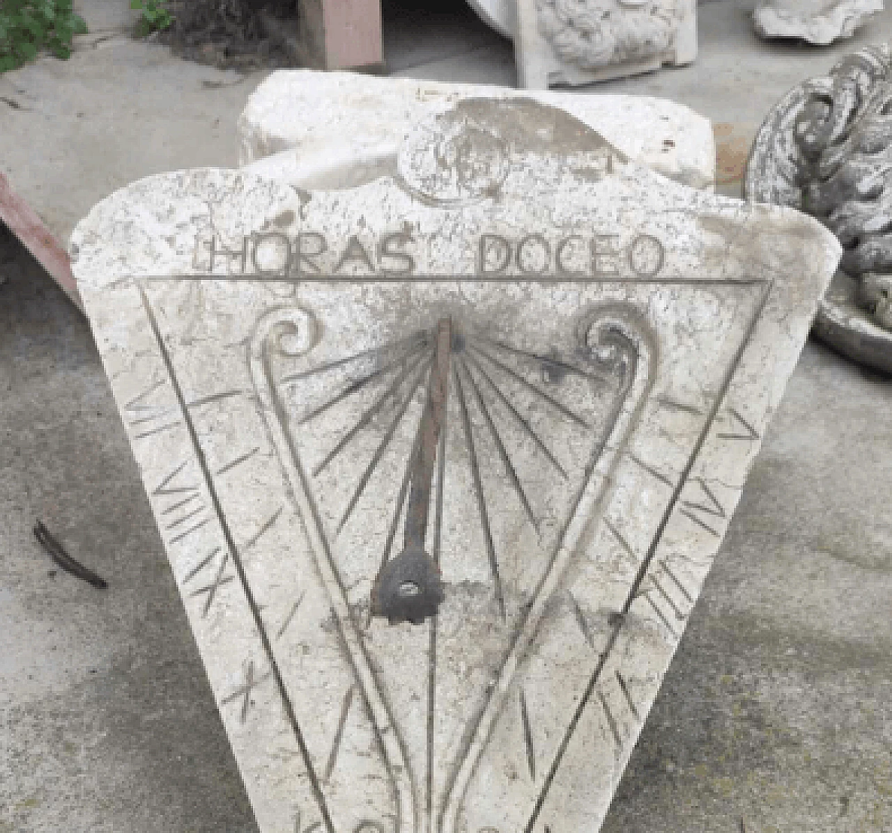 Triangular Istrian marble sundial, 2000s 5