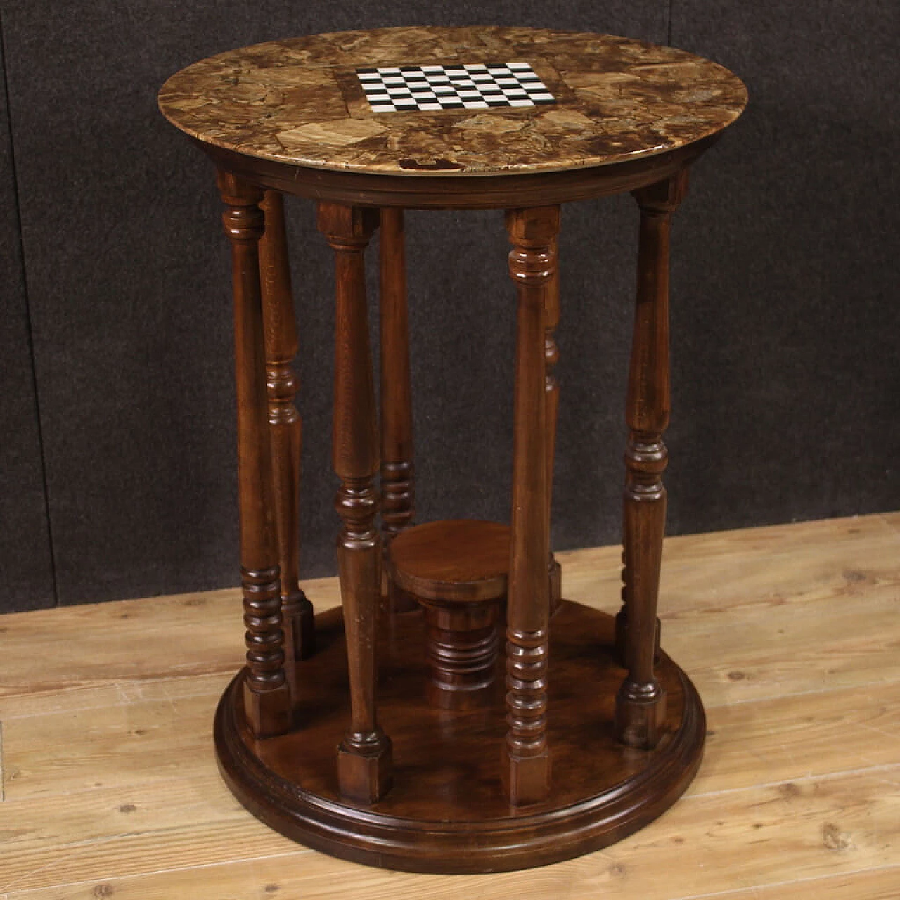 Marble and onyx game table with chessboard, 1940s 2